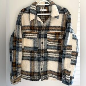 Zara Wool Blend Plaid Jacket L